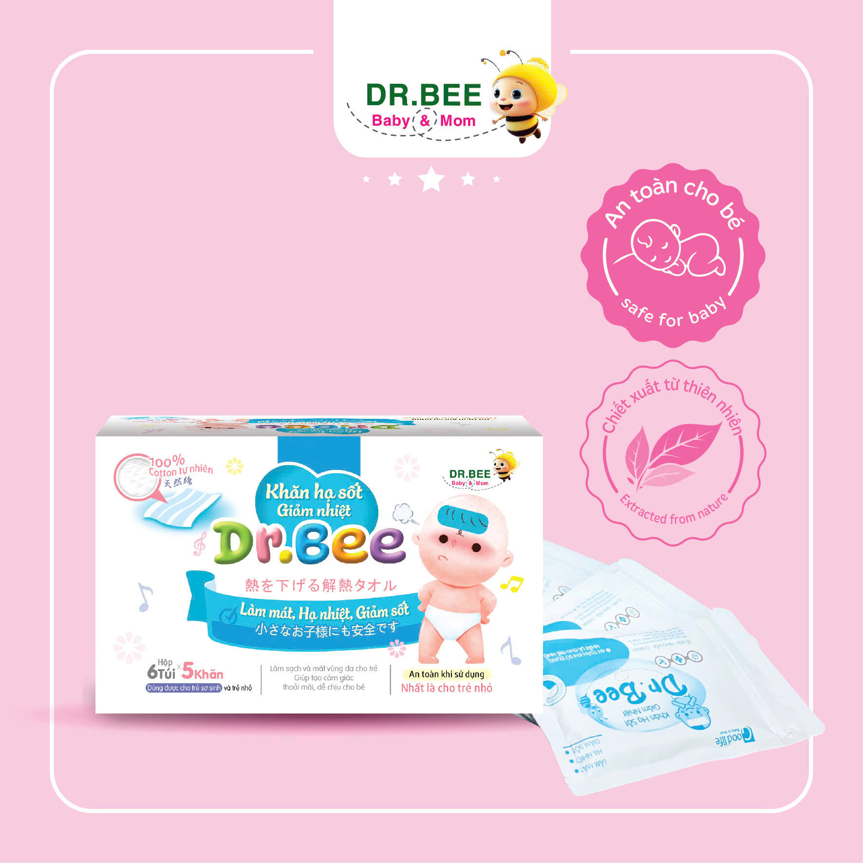 Khăn lau hạ sốt Dr.Bee